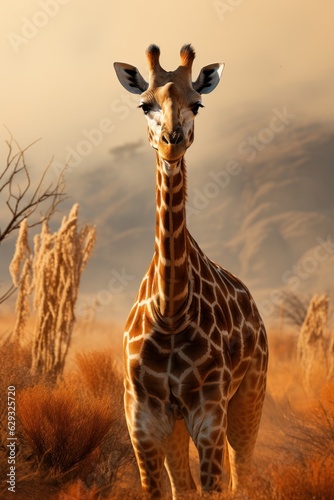 giraffe in the savannah © Kanchana