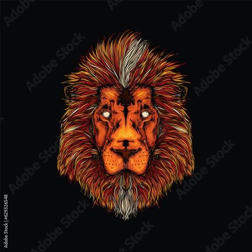 Original vector illustration in abstract style. Illustration of a lion. The king of beasts. T-shirt design  design element.