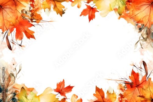 captivating watercolor border frame with autumn foliage isolated against transparent background