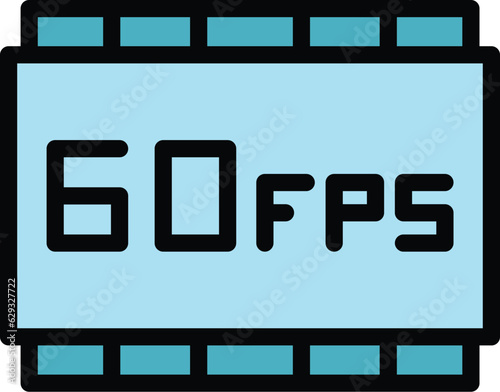 High video frame rate icon outline vector. Aerial drone. Camera videography color flat