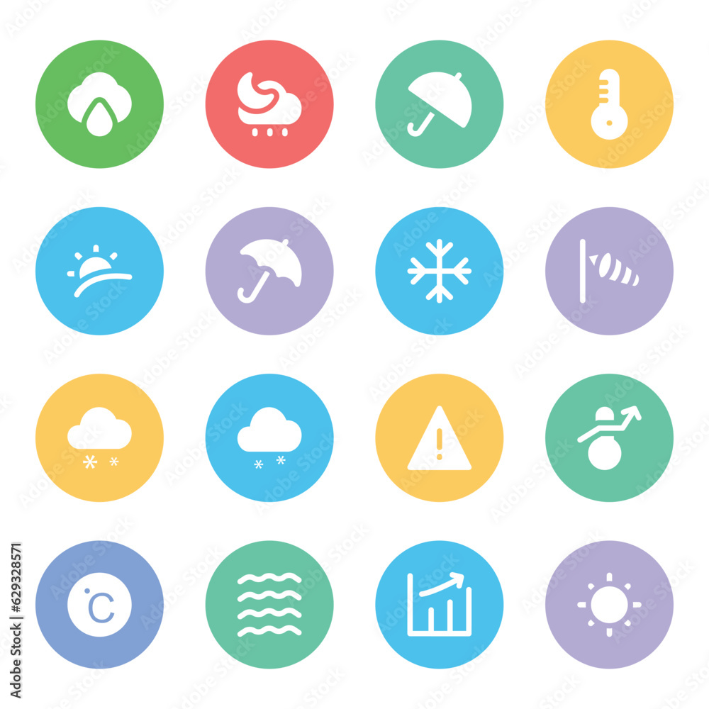 Set of Weather Prediction Bold Line Icons 

