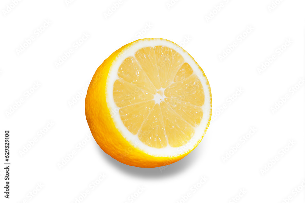 One orange lemon on transparent background.