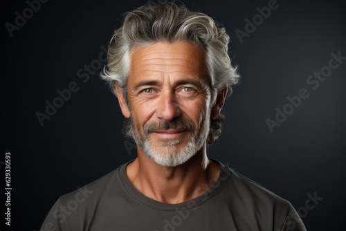 Portrait of smiling mature man standing on white background