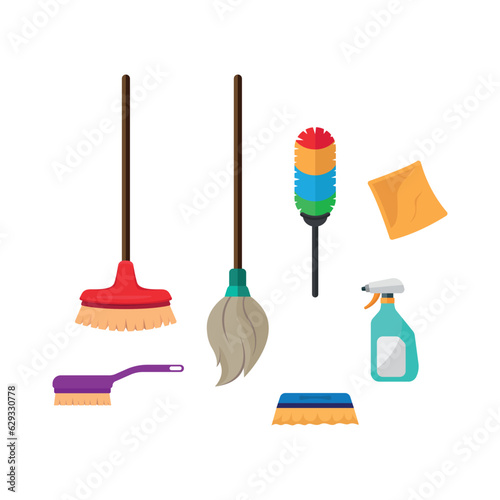 Cleaning tools set. vector illustration.