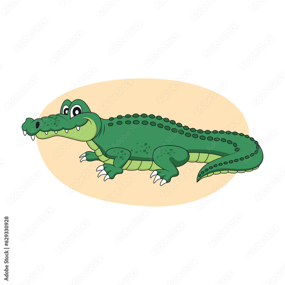 Fototapeta premium A cute, childishly drawn crocodile. vector
