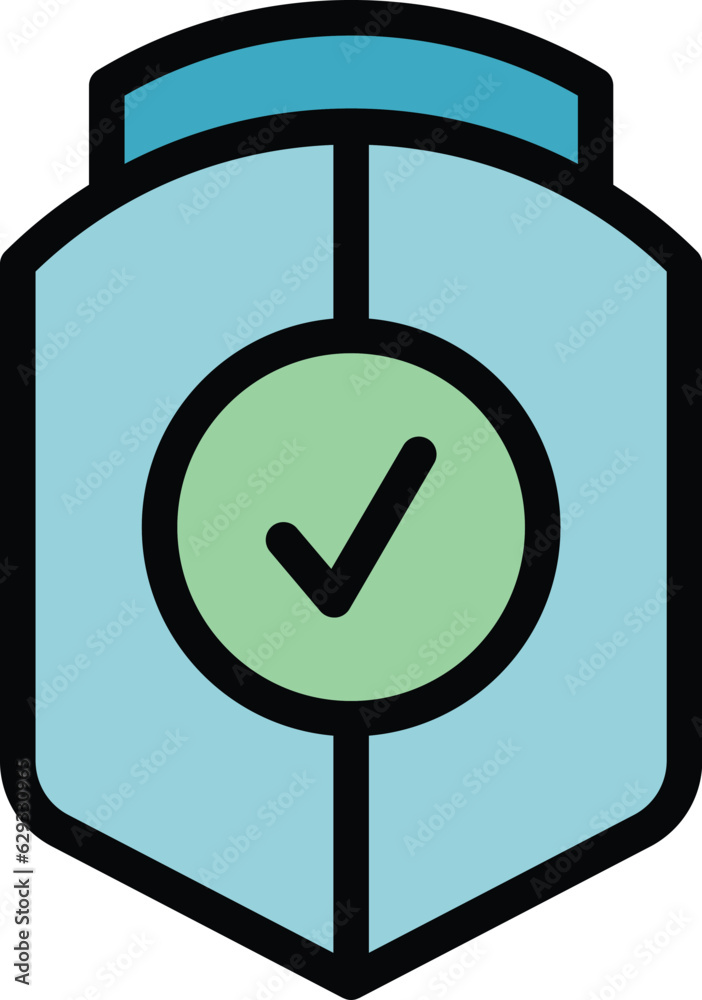 Secured online education icon outline vector. Computer learning. School program color flat Secured online education icon outline vector. Computer learning. School program color flat