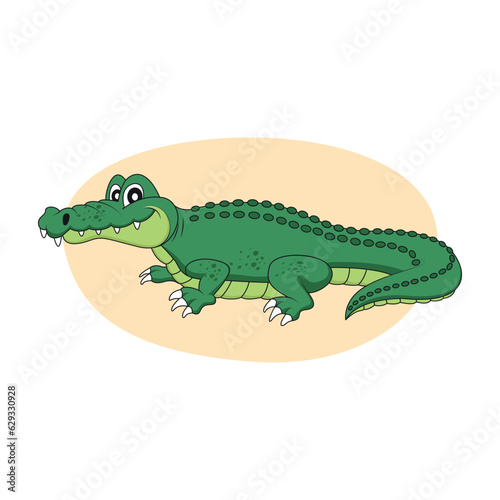 A cute, childishly drawn crocodile. vector photo