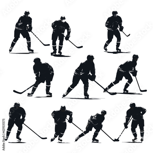 Hockey player silhouette pack vector
