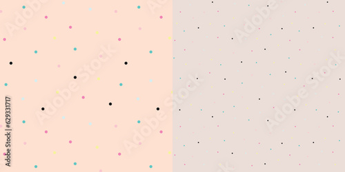 Cute irregular polka dots seamless pattern set. Vector illustration.