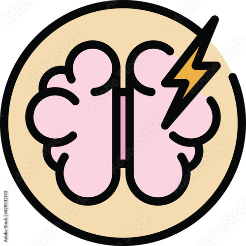 Brainstorming icon outline vector. Critical thinking. Mind think color flat