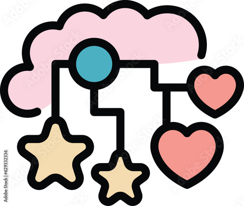 Mbti thinking icon outline vector. Critical think. Mind human color flat