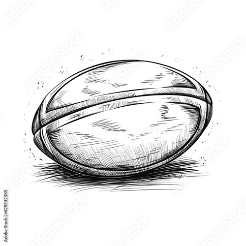 Hand drawn rugby ball, American football ball
