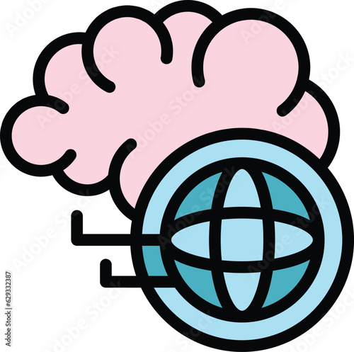 Train thinking icon outline vector. Critical think. Business skill color flat