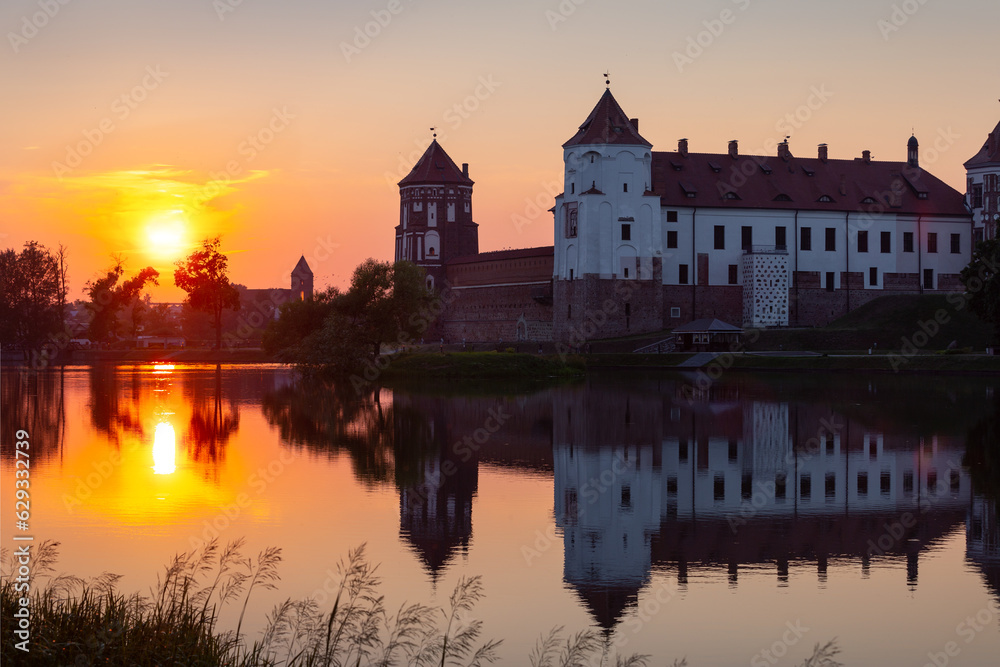 Mir castle (Belarus) in the evening