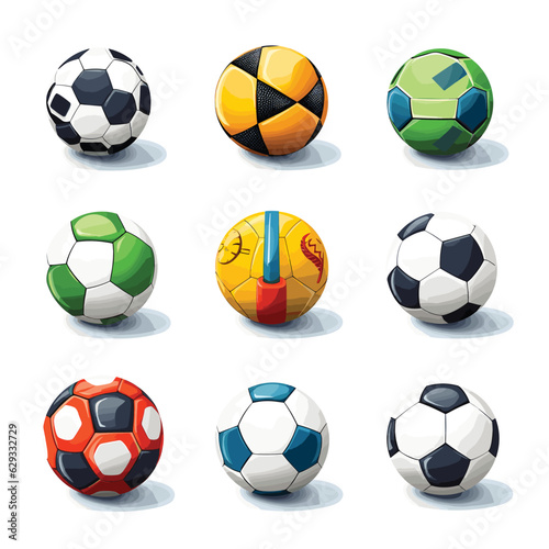 Soccer ball icons set  Football icons set 