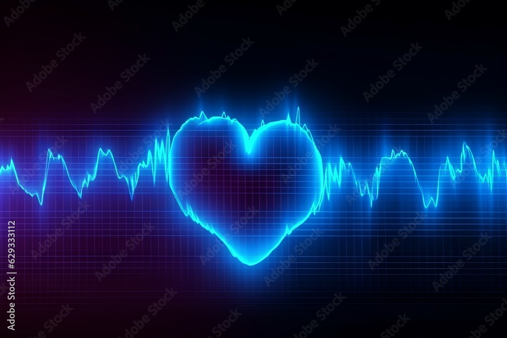 Abstract heart and digital cardiogram curve as a symbol of cardiovascular health. Background Abstract heart and digital cardiogram curve as a symbol of cardiovascular health. Background