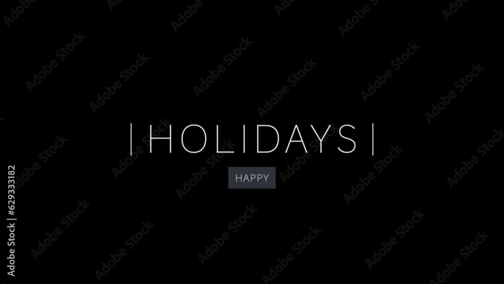 A clean, minimalistic Happy Holidays text against a subtle black gradient. Emphasizing abstract motion with promotional appeal