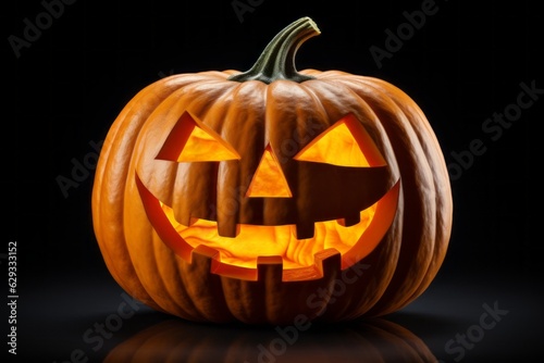 Pumpkin on a dark background. Halloween concept. Background with selective focus and copy space