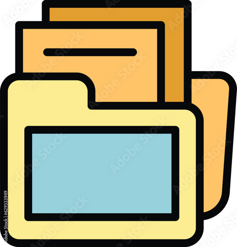 Confidence folder icon outline vector. Stress skills. Support effort color flat