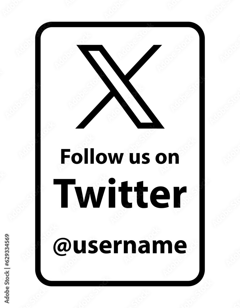 X logo social media.Follow us on twitter. Twitter new logo . Twitter