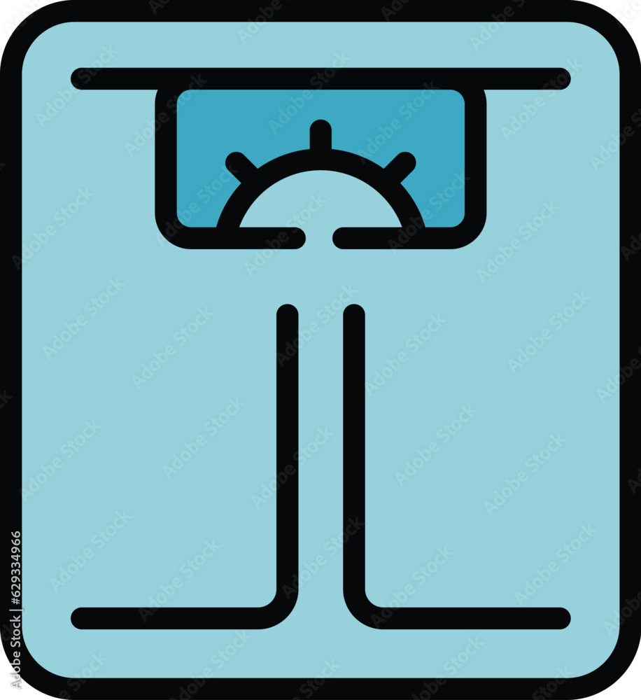 Weight scales icon outline vector. Scale balance. Loss control color flat