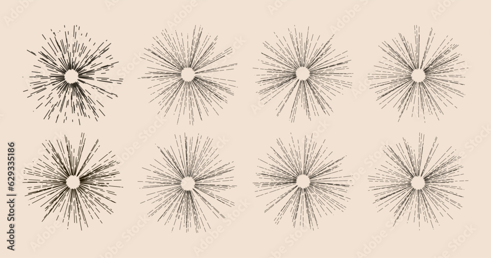Abstract radial speed motion black lines, star burst background, grunge stamp style. EPS 10 vector file included
