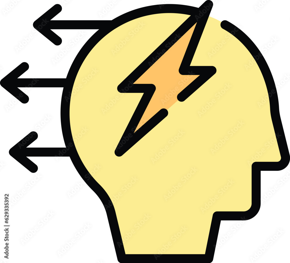 Fast thinking icon outline vector. Think brain. Faster healthy color flat Fast thinking icon outline vector. Think brain. Faster healthy color flat