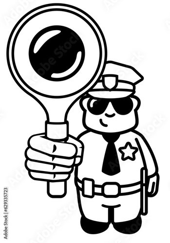 Malvorlage niedlicher Polizist mit Kelle 
