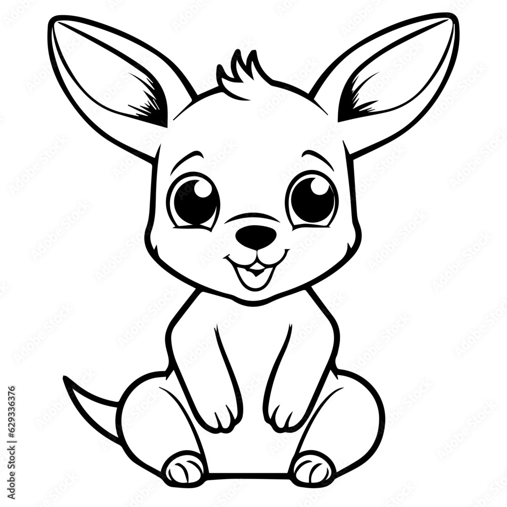 Black and white cute cartoon kangaroo Black and white cute cartoon kangaroo