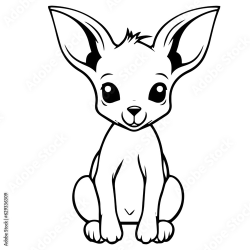 Black and white cute cartoon kangaroo