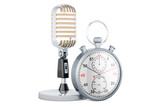 Retro microphone with stopwatch, 3D rendering