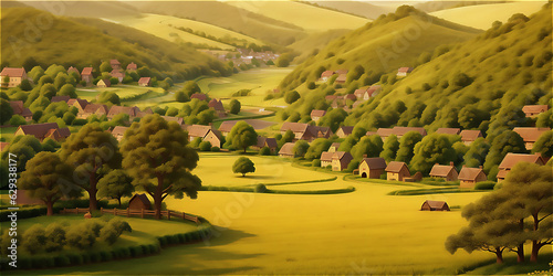 のどかな田舎の風景　ジェネレーティブ AI