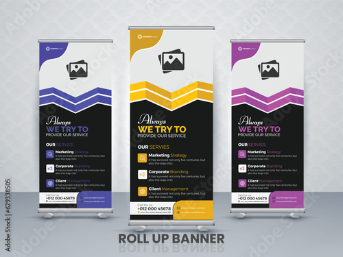 Professional Business Roll Up Banner Design Template, Company, Marketing Ads, and Multipurpose Use