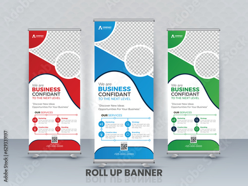 Professional Business Roll Up Banner Design Template, Company, Marketing Ads, and Multipurpose Use
