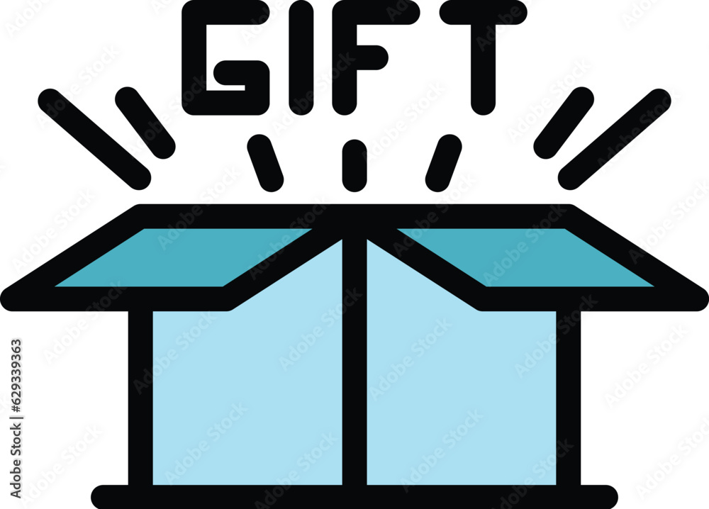Gift reward icon outline vector. Client benefit. Program online color flat Gift reward icon outline vector. Client benefit. Program online color flat