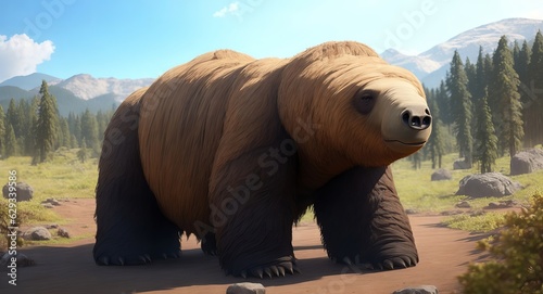 Giant Ground Sloth realistic. ai generation photo