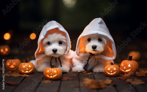 puppies is Halloween costumes
