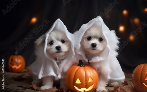 puppies in Halloween costumes © Unicorn Trainwreck