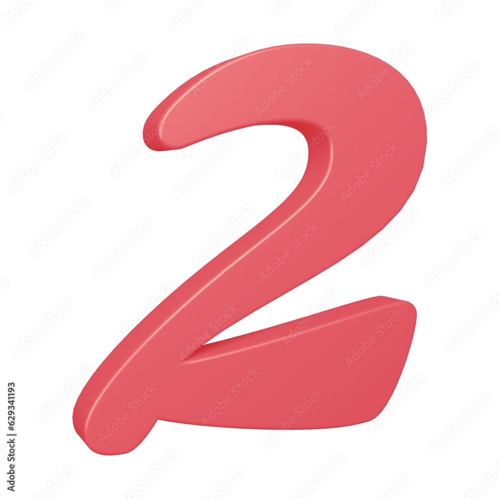 3d pink number 2 design for math, business and education concept 3d pink number 2 design for math, business and education concept