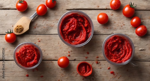 tomato paste in a bowl. ai generation.