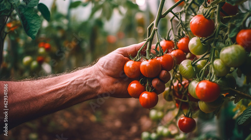hand picking tomatoes