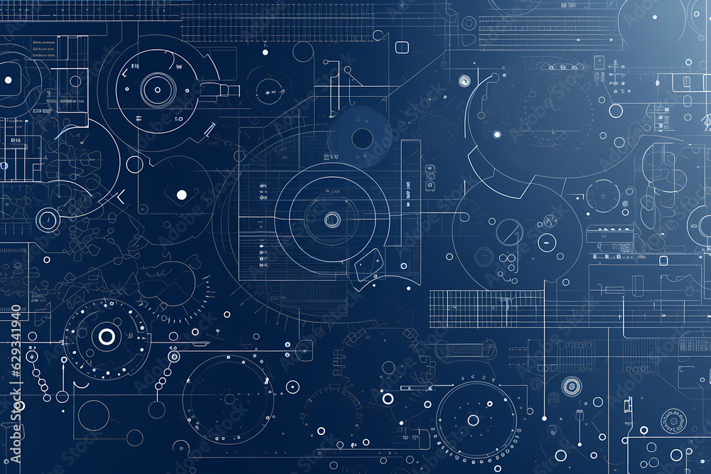Obraz premium blueprint technology design,drawing illustration computer construction plan digital line background Generative AI