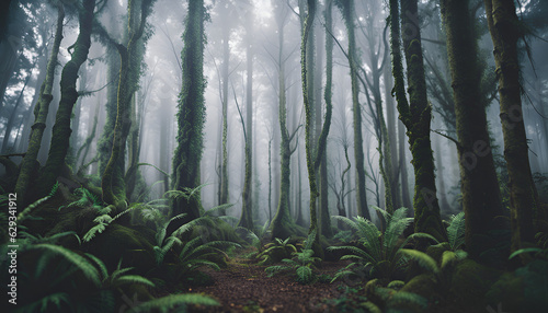 Misty New Zealand dreamlike forest