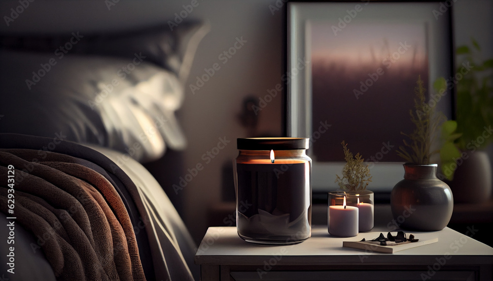still life with candle and candle in the bedroom