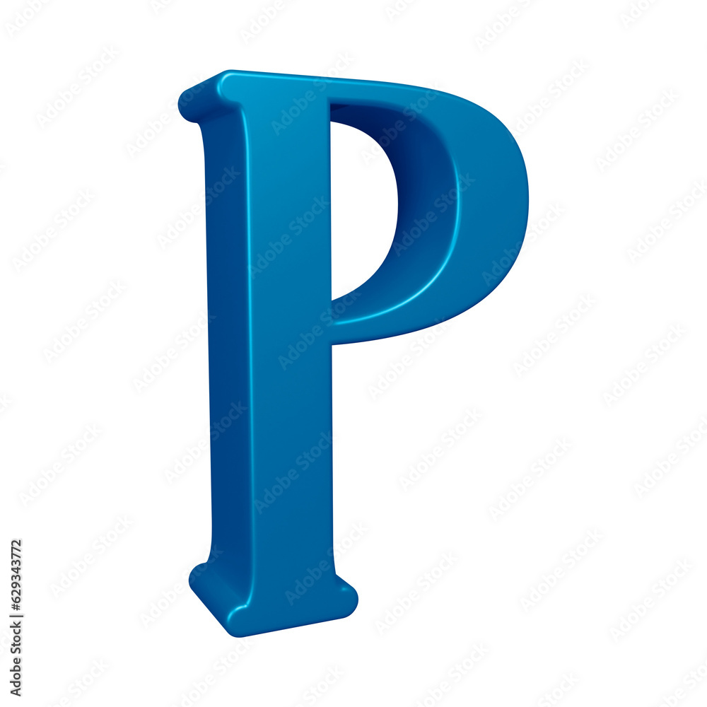 3D blue alphabet letter p for education and text concept 3D blue alphabet letter p for education and text concept