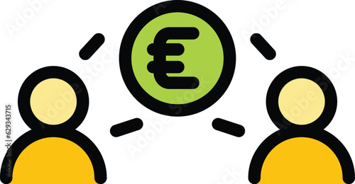 Social charity icon outline vector. Money help. Volunteer investor color flat