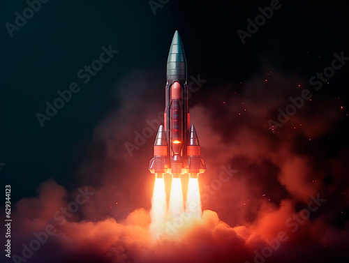 Rocket launch into space. Generative AI