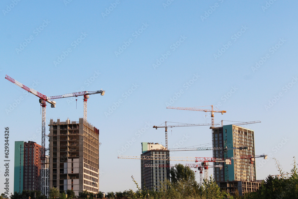 construction site with cranes.building under construction 