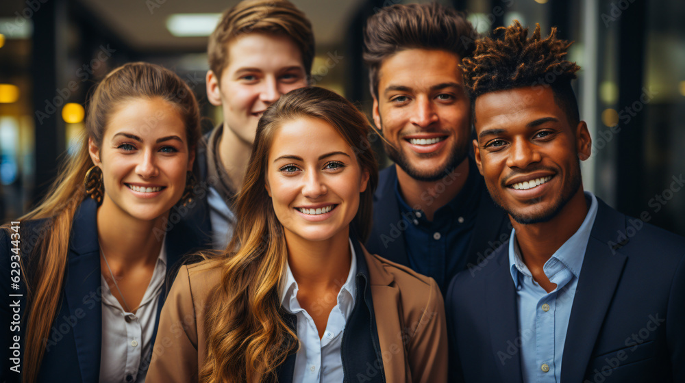 smiling multicultural business team in a moder office smiling multicultural business team in a moder office