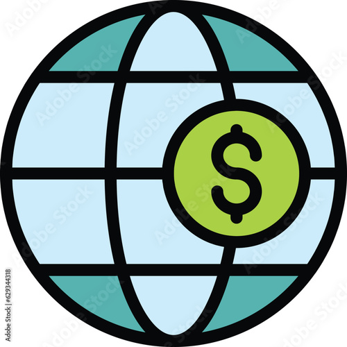 Global charity icon outline vector. Help people. Social help color flat